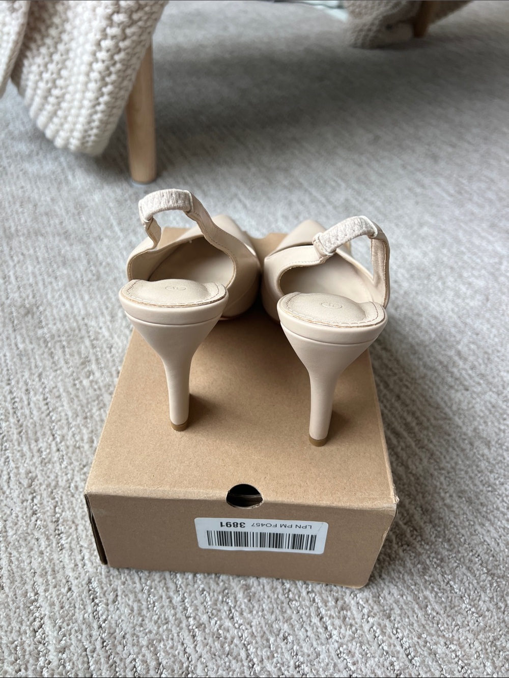 Slingback Pointed-Toe Kitten Heels in Nude - Picture 3 of 9